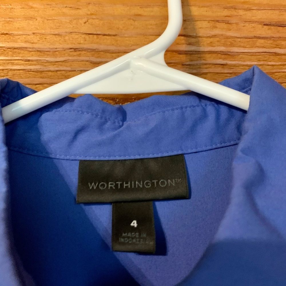 Worthington Blue Button Down Dress Shirt Size 4 - Picture 5 of 6